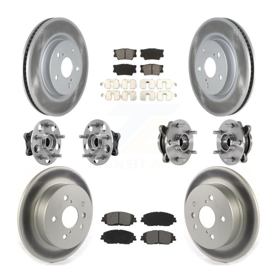 Front Rear Hub Bearings Coated Disc Brake Rotors And Pads Kit (10Pc) For Toyota Camry KBB-127343
