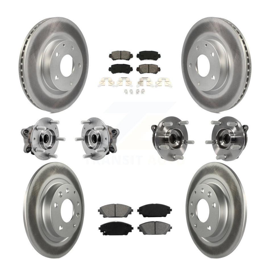 Front Rear Hub Bearing Coated Brake Rotor And Pad Kit (10Pc) For 2016-2018 Mazda CX-3 AWD KBB-127347