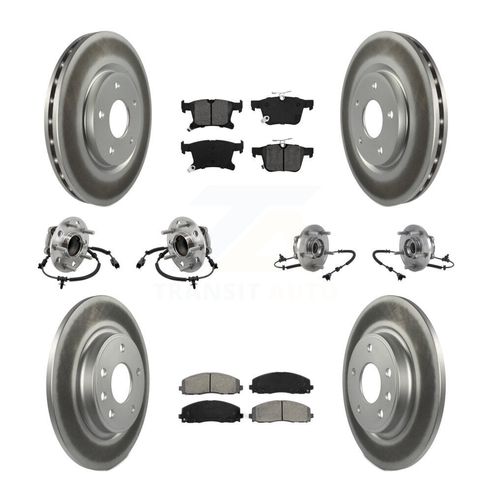 Front Rear Hub Bearing Coated Disc Brake Rotors And Pads Kit (10Pc) For Chrysler Pacifica KBB-127348