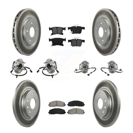 Front Rear Hub Bearing Coated Disc Brake Rotors And Pads Kit (10Pc) For Chrysler Pacifica KBB-127348