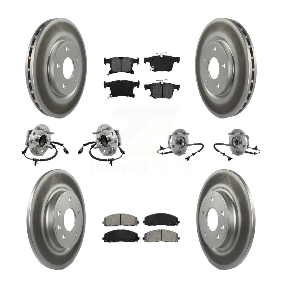 Front Rear Hub Bearing Coated Disc Brake Rotors And Pads Kit (10Pc) For Chrysler Pacifica KBB-127348