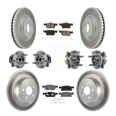 Front Rear Hub Bearing Coated Disc Brake Rotor Pad Kit (10Pc) For 2015-2018 Ford Edge FWD KBB-127353