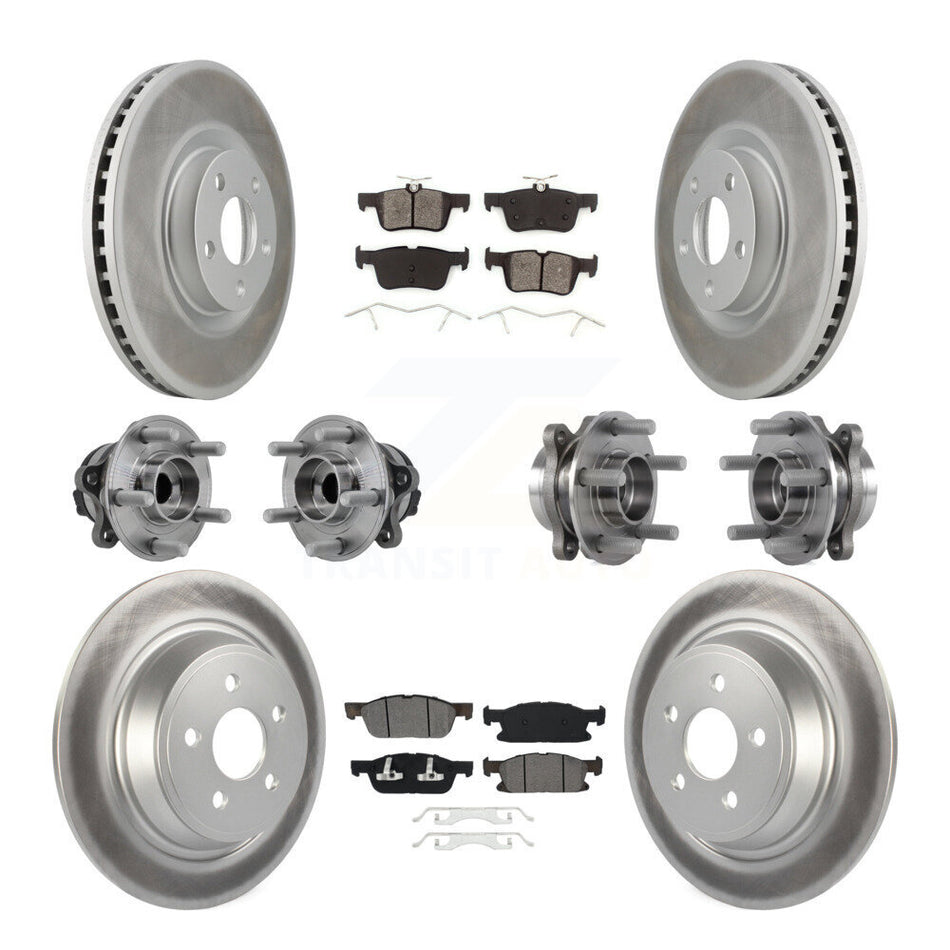 Front Rear Hub Bearing Coated Disc Brake Rotor Pad Kit (10Pc) For 2015-2018 Ford Edge FWD KBB-127353