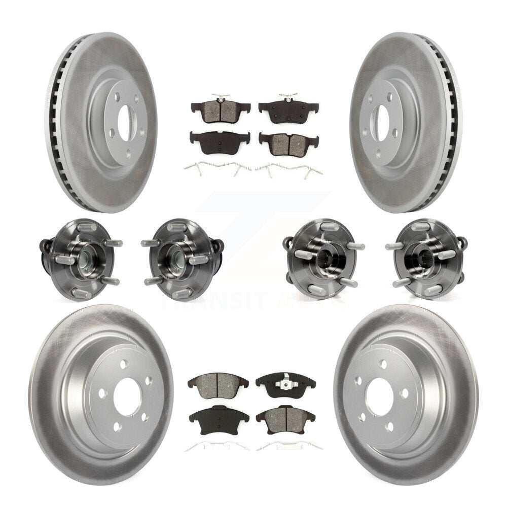 Front Rear Bearing Coat Brake Rotor Pads Kit (10Pc) For 2019-2020 Ford SSV Plug-In Hybrid KBB-127356