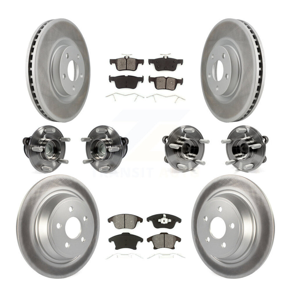Front Rear Bearing Coat Brake Rotor Pads Kit (10Pc) For 2019-2020 Ford SSV Plug-In Hybrid KBB-127356