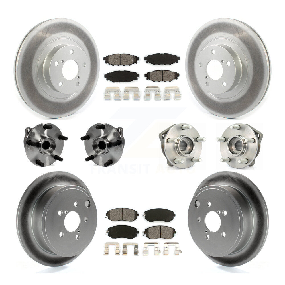 Front Rear Hub Bearings Coated Disc Brake Rotors And Pads Kit (10Pc) For Subaru Impreza KBB-127357