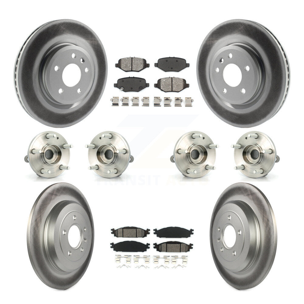 Front Rear Hub Bearings Coated Disc Brake Rotors And Pads Kit (10Pc) For Ford Explorer KBB-127358