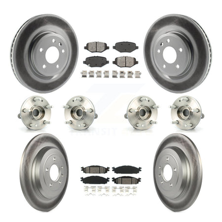Front Rear Hub Bearings Coated Disc Brake Rotors And Pads Kit (10Pc) For Ford Explorer KBB-127358