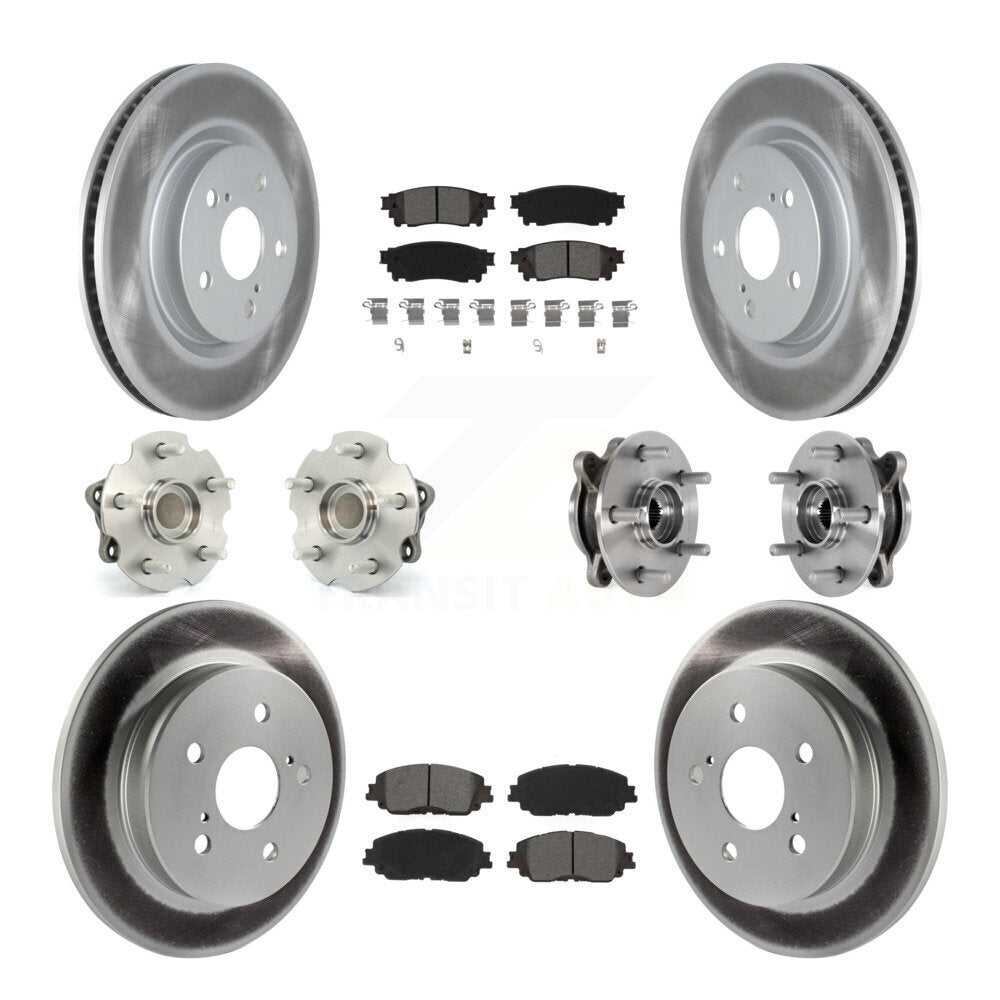 Front Rear Hub Bearings Coated Disc Brake Rotors And Pads Kit (10Pc) For Toyota RAV4 KBB-127359