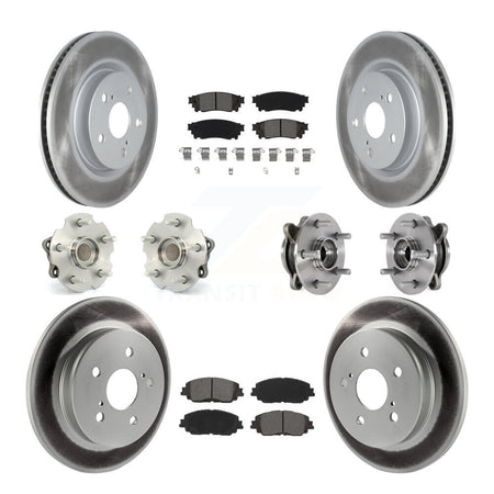 Front Rear Hub Bearings Coated Disc Brake Rotors And Pads Kit (10Pc) For Toyota RAV4 KBB-127359
