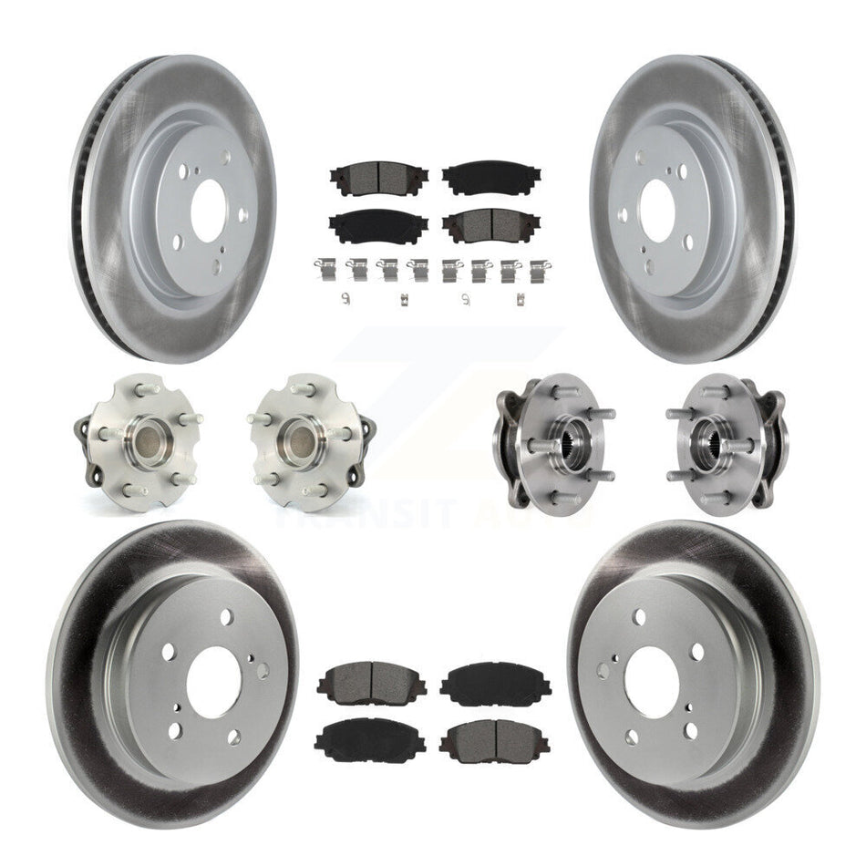Front Rear Hub Bearings Coated Disc Brake Rotors And Pads Kit (10Pc) For Toyota RAV4 KBB-127359