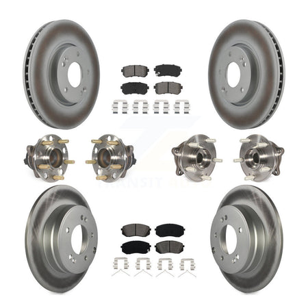Front Rear Hub Bearings Coated Disc Brake Rotors And Pads Kit (10Pc) For Hyundai Sonata KBB-127362