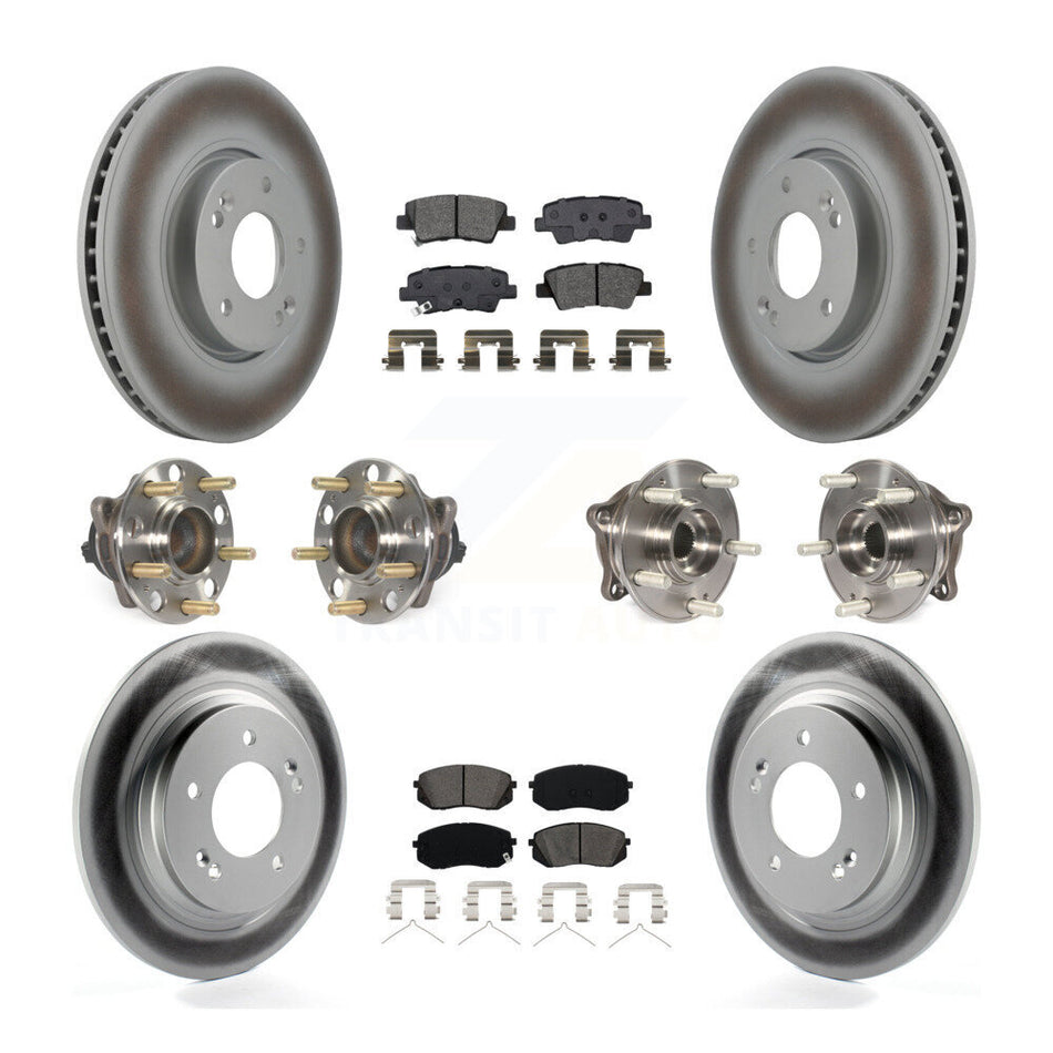 Front Rear Hub Bearings Coated Disc Brake Rotors And Pads Kit (10Pc) For Hyundai Sonata KBB-127363