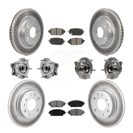 Front Rear Hub Bearing Coated Brake Rotor And Pad Kit (10Pc) For 2019-2021 Mazda CX-3 AWD KBB-127364