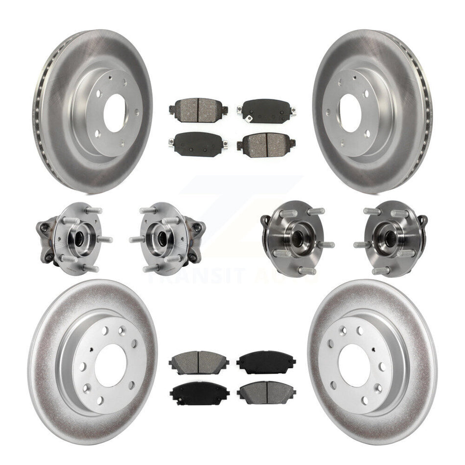 Front Rear Hub Bearing Coated Brake Rotor And Pad Kit (10Pc) For 2019-2021 Mazda CX-3 AWD KBB-127364