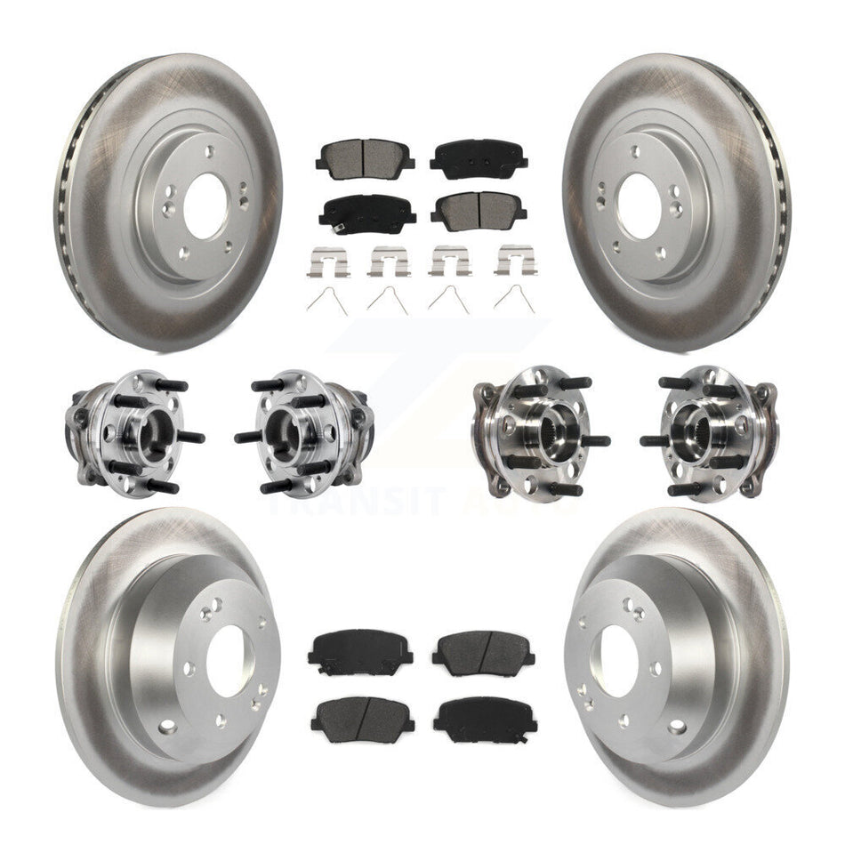 Front Rear Hub Bearing Coated Brake Rotor & Pads Kit (10Pc) For 2016-2020 Kia Sorento FWD KBB-127367