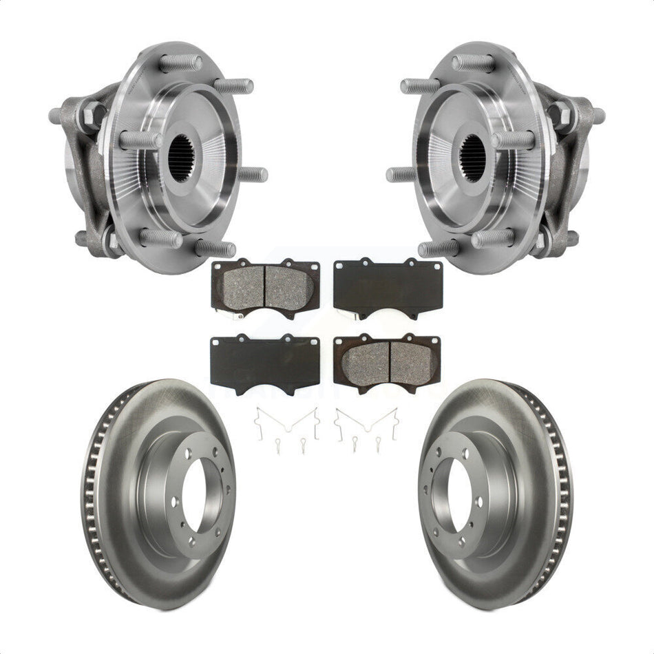 Front Hub Bearing Coated Brake Rotor And Pad Kit For 2010-2023 Toyota 4Runner Lexus GX460 KBB-127377