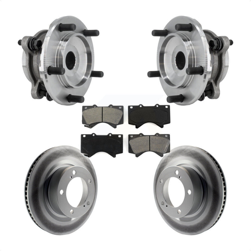 Front Hub Bearing Assembly Coated Disc Brake Rotor Pads Kit For Toyota Tundra Sequoia 4WD KBB-127379