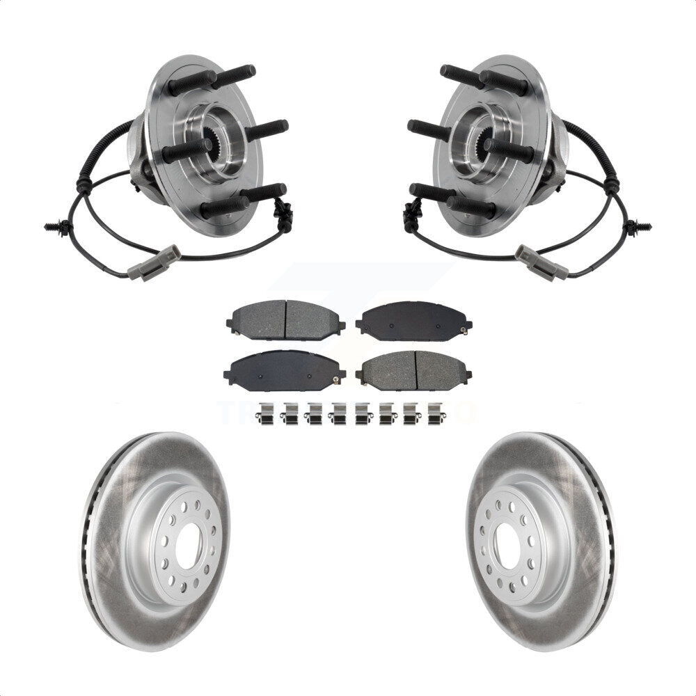 Front Hub Bearing Assembly Coat Brake Rotor Pads Kit For Ram 1500 With 22" Factory Wheels KBB-127387