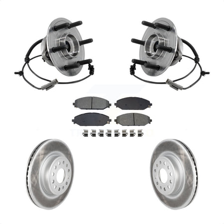 Front Hub Bearing Assembly Coat Brake Rotor Pads Kit For Ram 1500 With 22" Factory Wheels KBB-127387