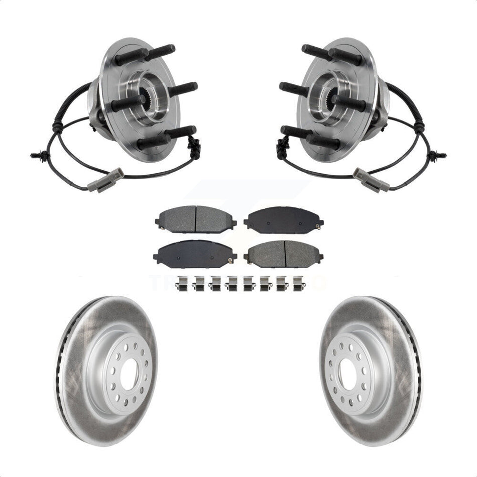 Front Hub Bearing Assembly Coat Brake Rotor Pads Kit For Ram 1500 With 22" Factory Wheels KBB-127387