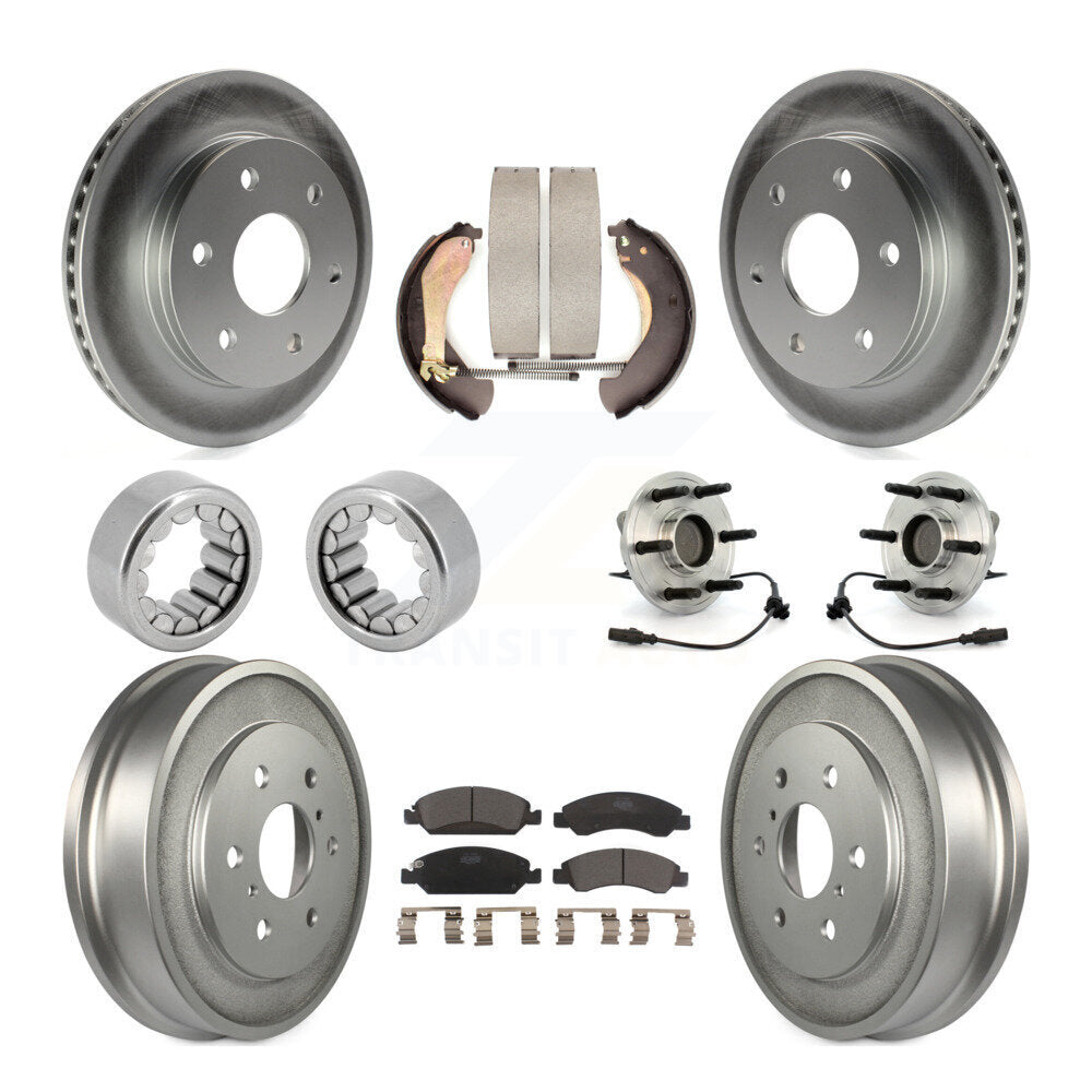 Front Rear Hub Bearing Coated Disc Brake Rotor & Pads Shoe Kit (10Pc) For GMC Sierra 1500 KBB-127393