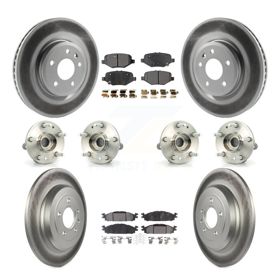 Front Rear Hub Bearings Coated Disc Brake Rotors And Pads Kit (10Pc) For Ford Explorer KBB-127396