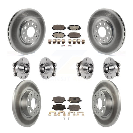Front Rear Hub Bearings Coated Disc Brake Rotors And Pads Kit (10Pc) For Jeep Compass AWD KBB-127399