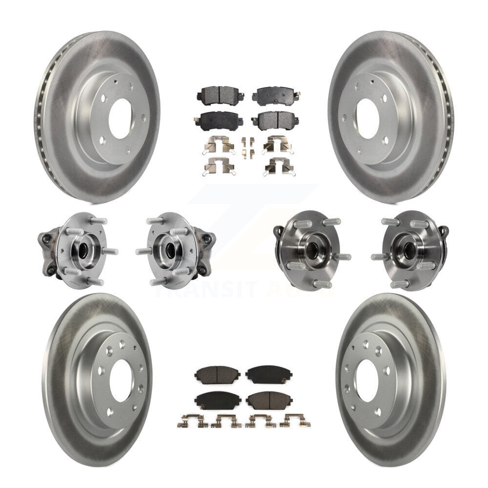 Front Rear Hub Bearing Coated Brake Rotor And Pad Kit (10Pc) For 2016-2018 Mazda CX-3 AWD KBB-127411
