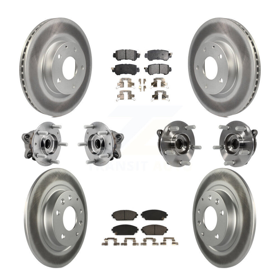 Front Rear Hub Bearing Coated Brake Rotor And Pad Kit (10Pc) For 2016-2018 Mazda CX-3 AWD KBB-127411