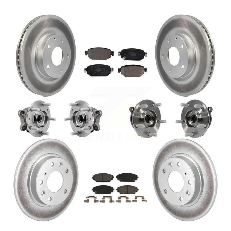 Front Rear Hub Bearing Coated Brake Rotor And Pad Kit (10Pc) For 2019-2021 Mazda CX-3 AWD KBB-127412