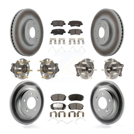 Front Rear Hub Bearings Coated Disc Brake Rotors And Pads Kit (10Pc) For Hyundai Sonata KBB-127416