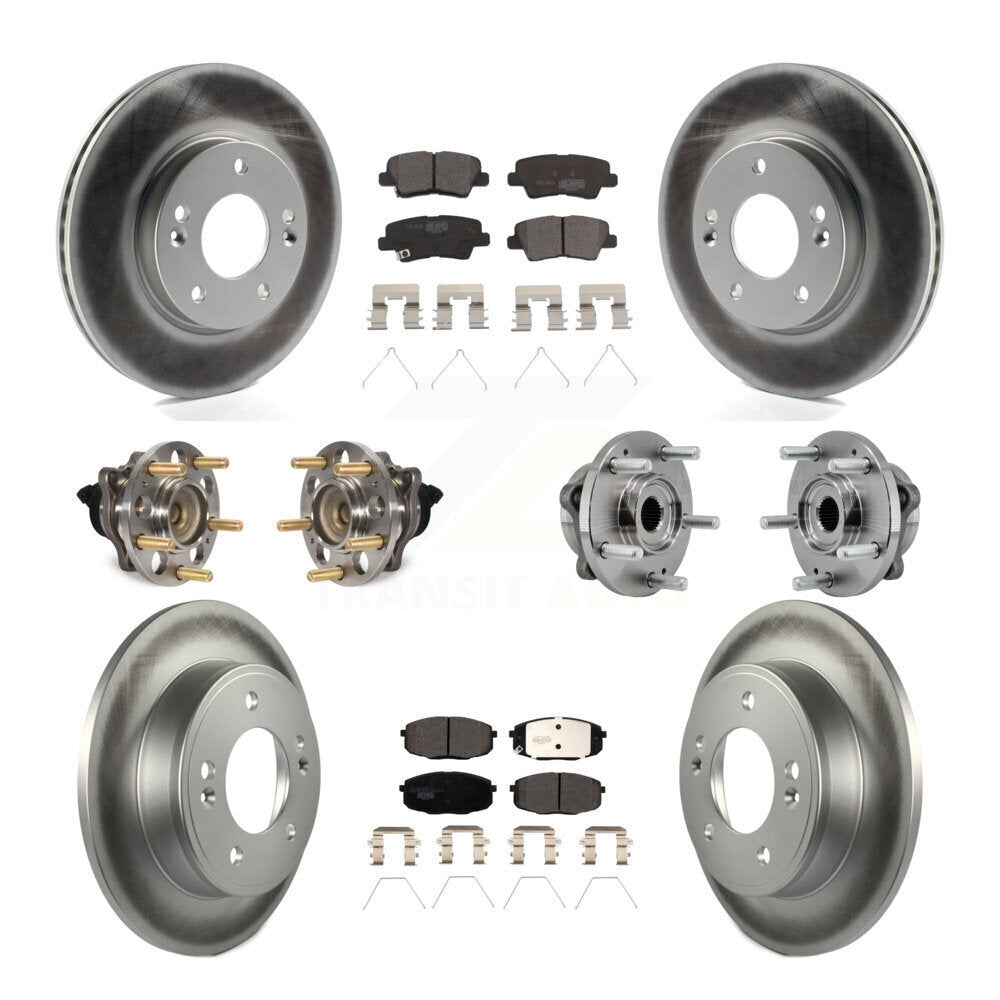 Front Rear Hub Bearing Coated Brake Rotor Pad Kit (10Pc) For Kia Soul Naturally Aspirated KBB-127418