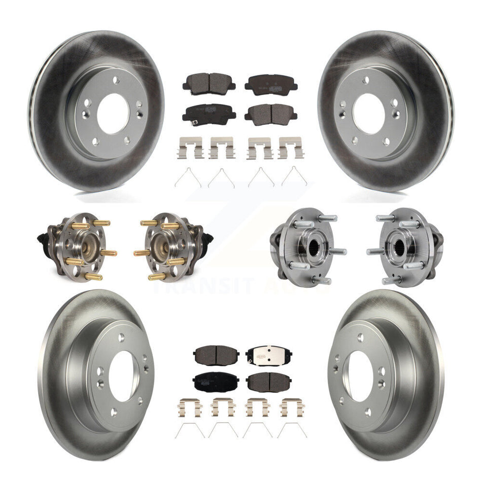 Front Rear Hub Bearing Coated Brake Rotor Pad Kit (10Pc) For Kia Soul Naturally Aspirated KBB-127418