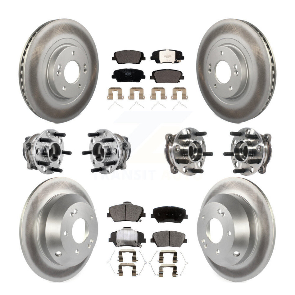 Front Rear Hub Bearing Coated Brake Rotor & Pads Kit (10Pc) For 2016-2020 Kia Sorento FWD KBB-127425