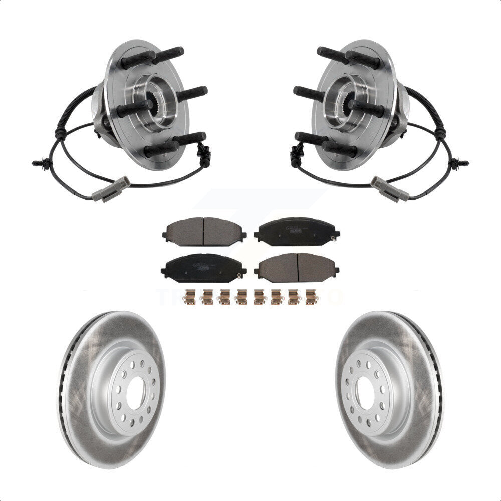 Front Hub Bearing Assembly Coat Brake Rotor Pads Kit For Ram 1500 With 22" Factory Wheels KBB-127438