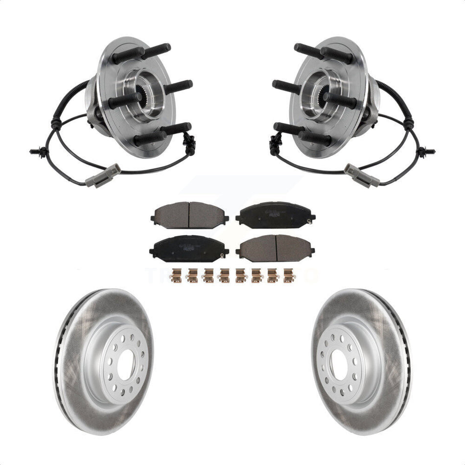 Front Hub Bearing Assembly Coat Brake Rotor Pads Kit For Ram 1500 With 22" Factory Wheels KBB-127438
