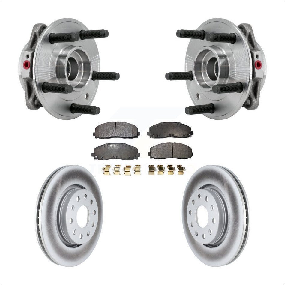 Front Hub Bearing Assembly Coated Disc Brake Rotor & Pads Kit For Jeep Wrangler Gladiator KBB-127440