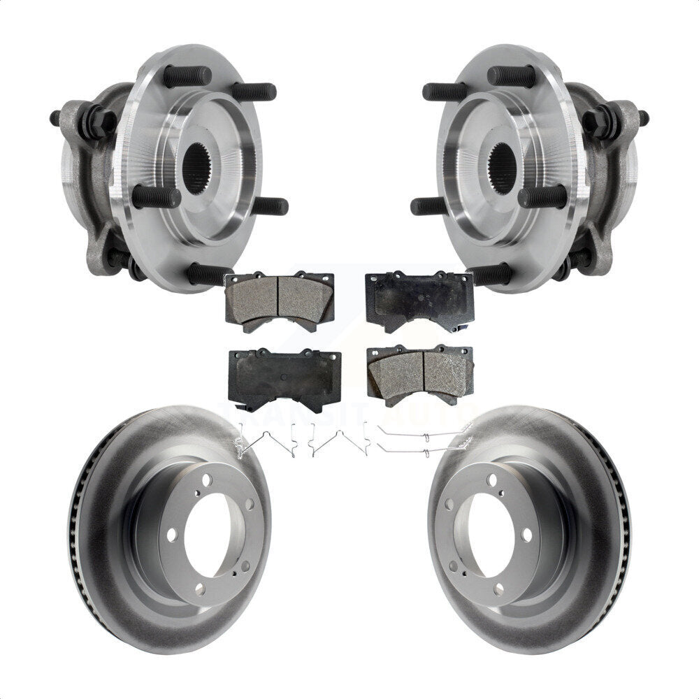 Front Hub Bearing Assembly Coated Disc Brake Rotor Pads Kit For Toyota Tundra Sequoia 4WD KBB-127446
