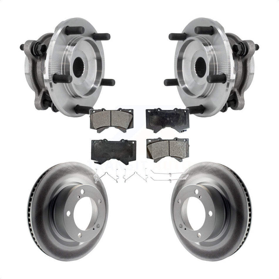 Front Hub Bearing Assembly Coated Disc Brake Rotor Pads Kit For Toyota Tundra Sequoia 4WD KBB-127446