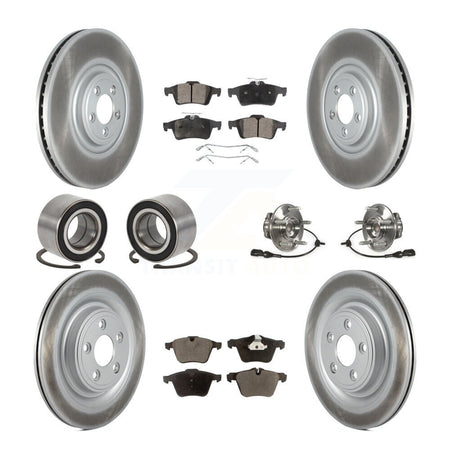 Front Rear Hub Bearings Coated Disc Brake Rotors And Pads Shoes Kit (10Pc) For Jaguar XF KBB-127470