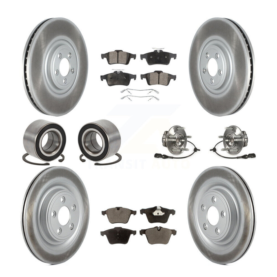 Front Rear Hub Bearings Coated Disc Brake Rotors And Pads Shoes Kit (10Pc) For Jaguar XF KBB-127470