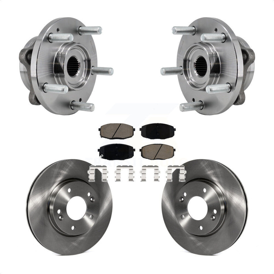 Front Hub Bearing Assembly Brake Rotor Pad Kit For 2017-2019 Kia Soul Naturally Aspirated KBB-127484