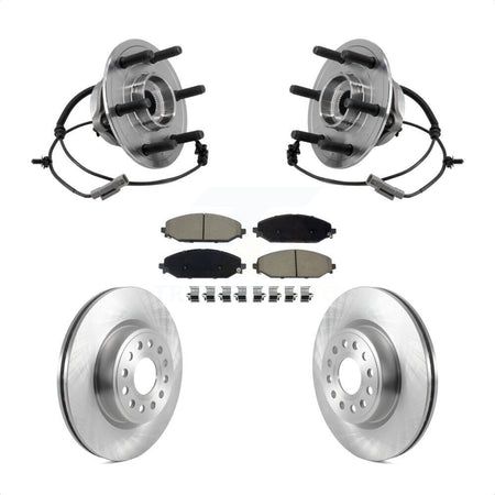 Front Hub Bearing Assembly Disc Brake Rotor Pads Kit For Ram 1500 With 22" Factory Wheels KBB-127494