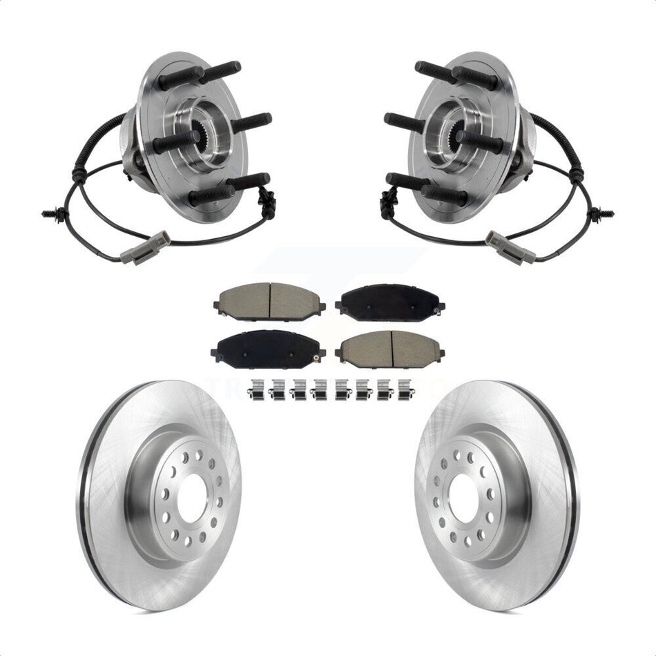Front Hub Bearing Assembly Disc Brake Rotor Pads Kit For Ram 1500 With 22" Factory Wheels KBB-127494