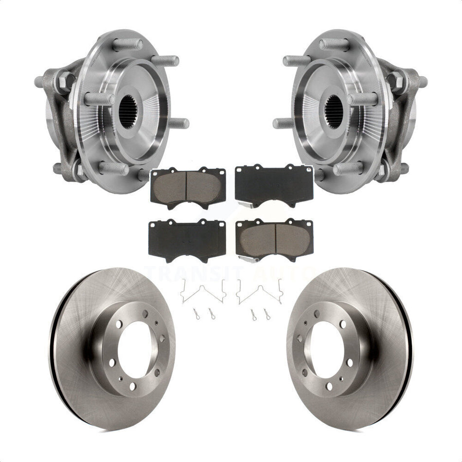 Front Hub Bearing Assembly Brake Rotor & Pad Kit For Toyota Tacoma 4Runner FJ Cruiser 4WD KBB-127497