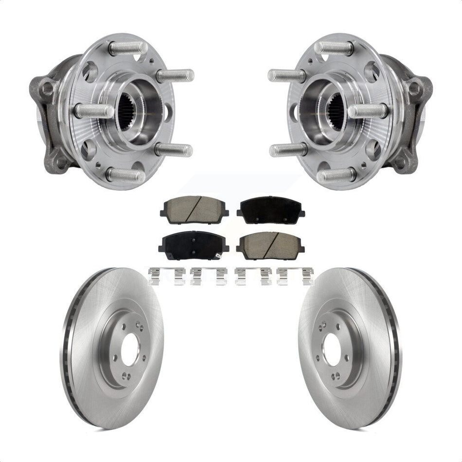 Front Hub Bearing Assembly Disc Brake Rotor & Pads Kit For Hyundai Palisade Kia Telluride KBB-127498