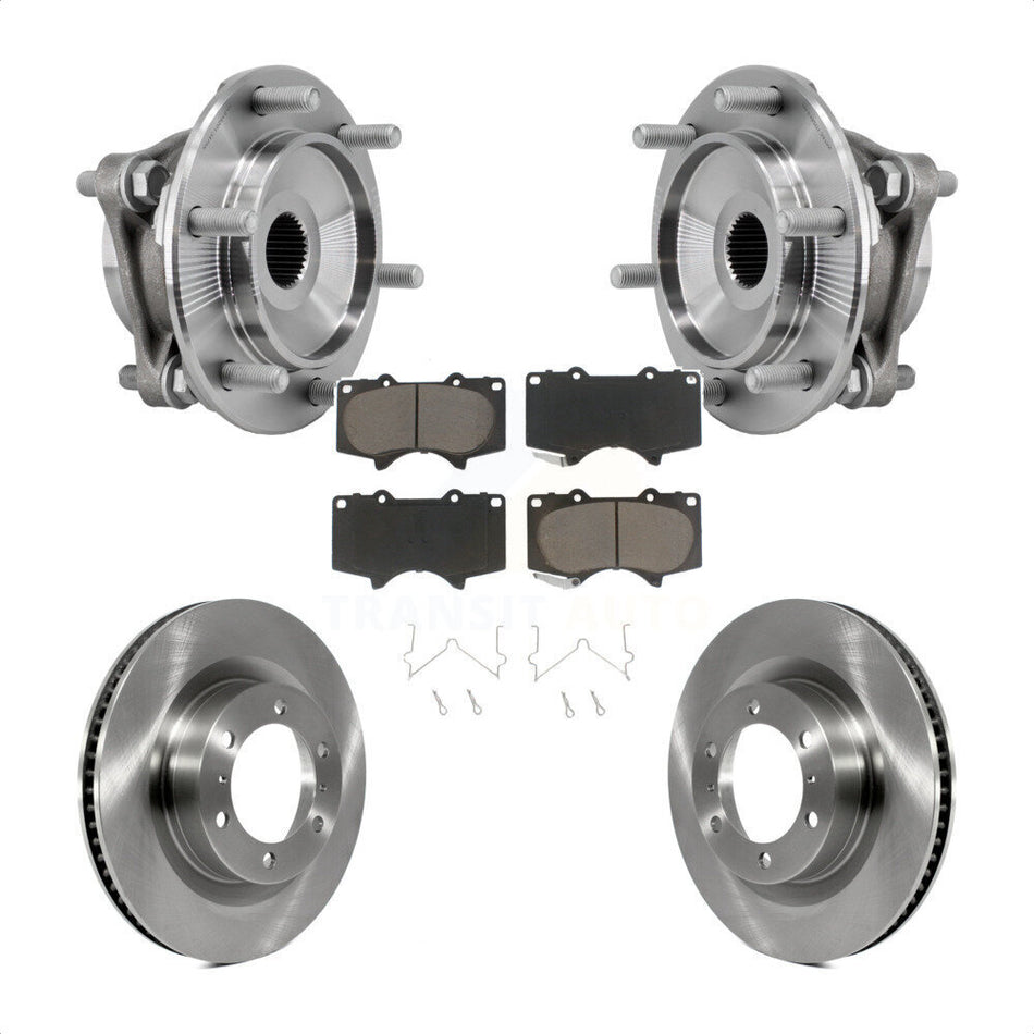 Front Hub Bearing Assembly Brake Rotor & Pad Kit For 2010-2023 Toyota 4Runner Lexus GX460 KBB-127499