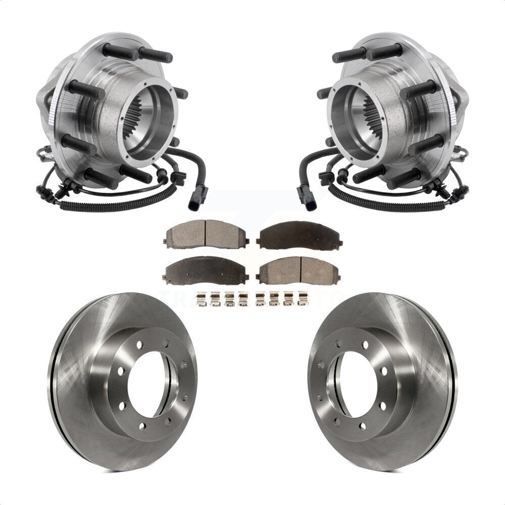Front Hub Bearing Assembly Disc Brake Rotors And Pads Kit For Ford F-350 Super Duty 4WD KBB-127515
