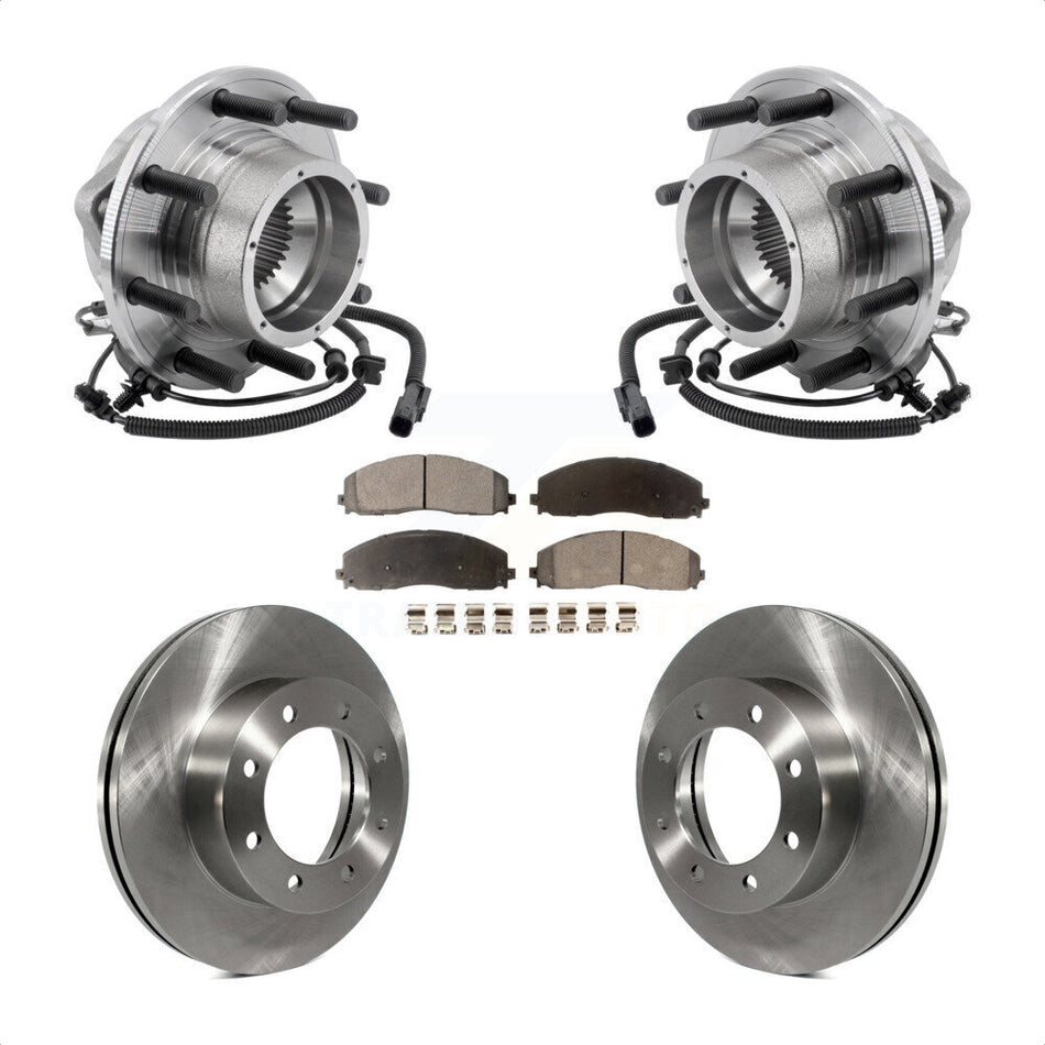 Front Hub Bearing Assembly Disc Brake Rotors And Pads Kit For Ford F-350 Super Duty 4WD KBB-127515